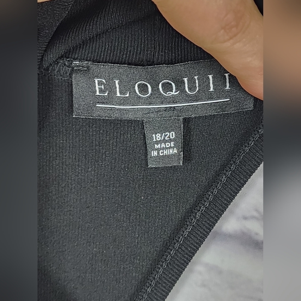 Eloquii black contemporary asymmetrical midi length dress Size 18/20 - Picture 2 of 2